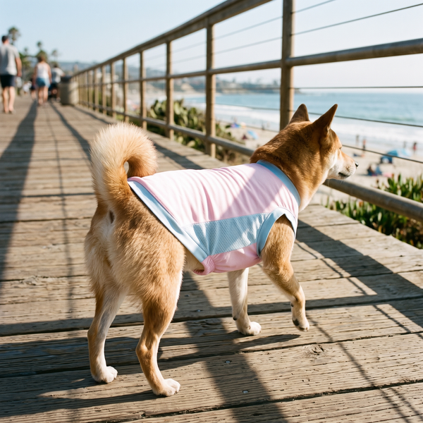 SunWisp Ice Silk Cooling Dog Vest in Pink - lifestyle 1
