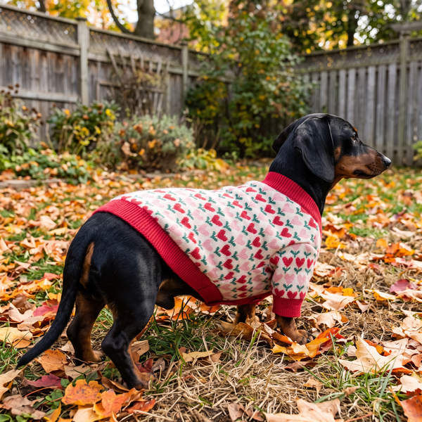 HeartIsle Fair Isle Dog Cardigan in Red - lifestyle 4