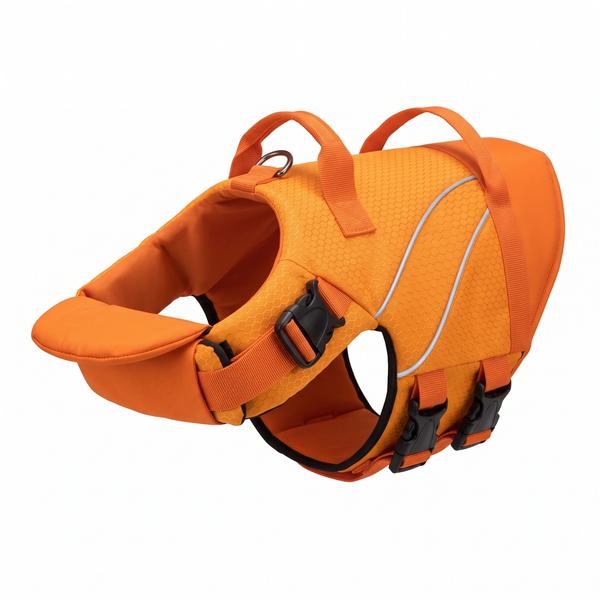 TideBuoy Ripstop Dog Life Jacket in Orange - white background