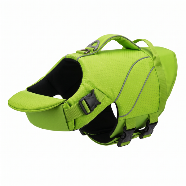 TideBuoy Ripstop Dog Life Jacket in Green - white background