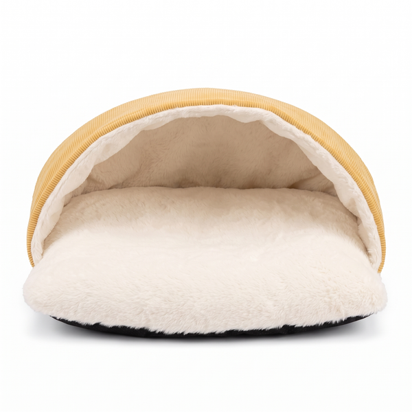 KittyBurrow Cat Sleeping Bag Fuzzy Faux Fur Cave Bed - Yellow