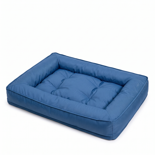 BurrowKeep Orthopaedic Dog Bed Waterproof Surround Bolster - Blue
