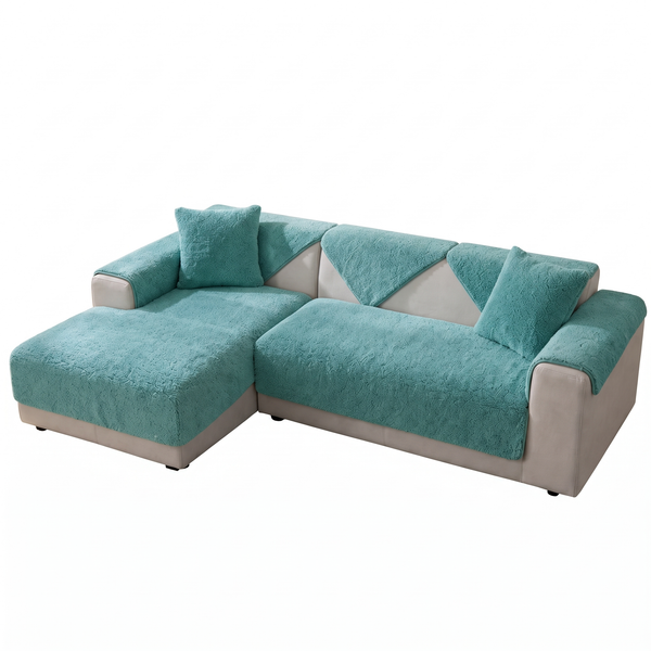 LambLoft Sherpa Sofa Cover Thick Non-Slip Couch Protector - Green