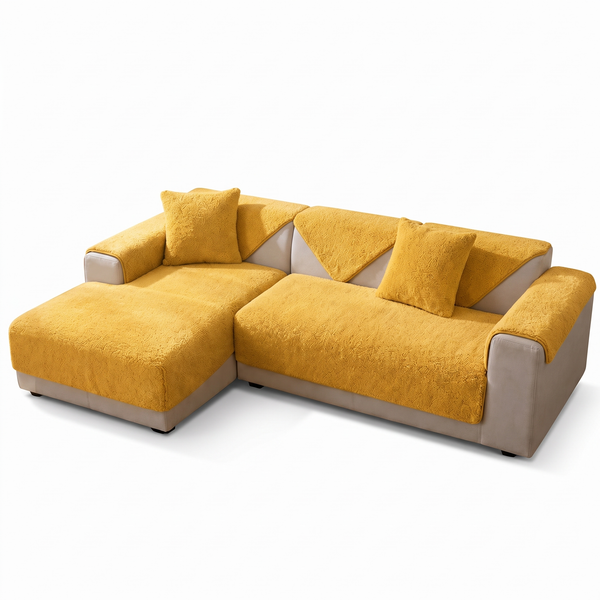 LambLoft Sherpa Sofa Cover Thick Non-Slip Couch Protector - Yellow
