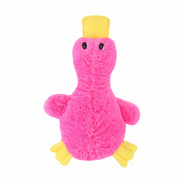 QuackBuddy Squeaky Duck Dog Toy Soft Plush Cuddle Pal - Pink