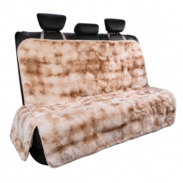 WarmTrek Dog Car Seat Cover Fluffy Non-Slip Faux Fur Throw - Brown Full Seat