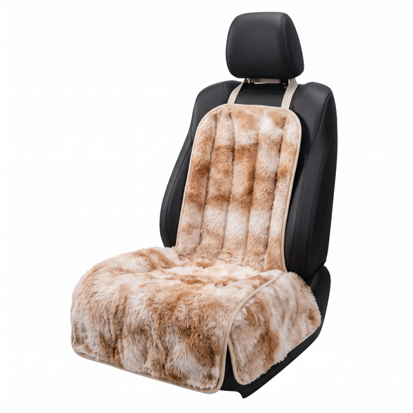 WarmTrek Dog Car Seat Cover Fluffy Non-Slip Faux Fur Throw - Brown One Seat