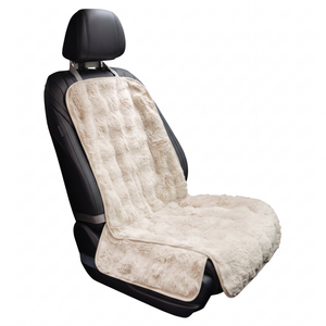 WarmTrek Dog Car Seat Cover Fluffy Non-Slip Faux Fur Throw - Khaki One Seat