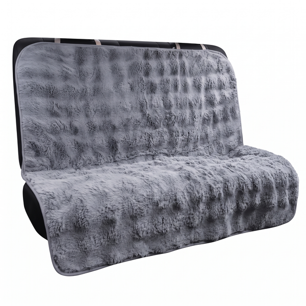 WarmTrek Dog Car Seat Cover Fluffy Non-Slip Faux Fur Throw - Grey Full Seat