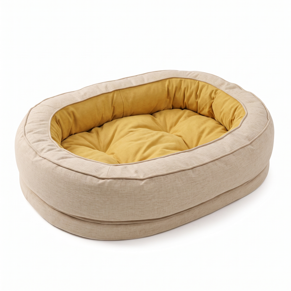 HugRing Orthopaedic Donut Bed Anti-Slip Dog & Cat Cuddler - Ginkgo Yellow