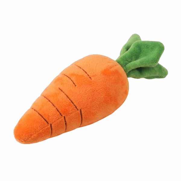 CarrotCrunch Squeaky Carrot Dog Toy Crinkle Plush Tug - S