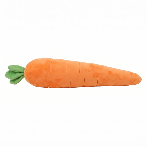 CarrotCrunch Squeaky Carrot Dog Toy Crinkle Plush Tug - M