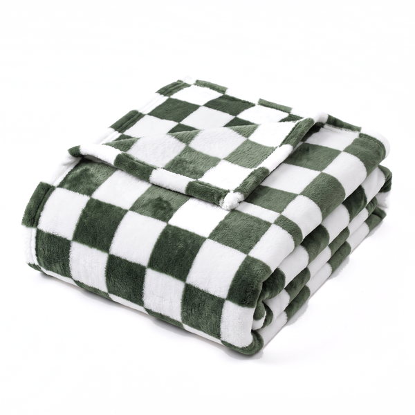PlaidPetal Flannel Pet Blanket Checkered Dog & Cat Throw - Green