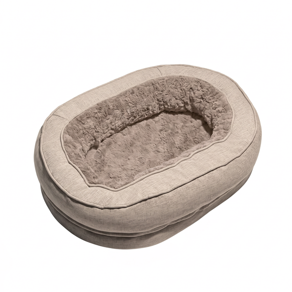 HugRing Orthopaedic Donut Bed Anti-Slip Dog & Cat Cuddler - Fuzzy Brown
