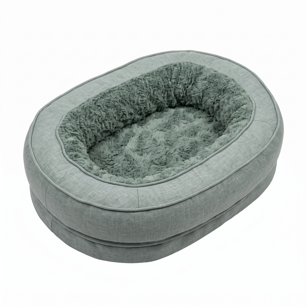 HugRing Orthopaedic Donut Bed Anti-Slip Dog & Cat Cuddler - Fuzzy Green