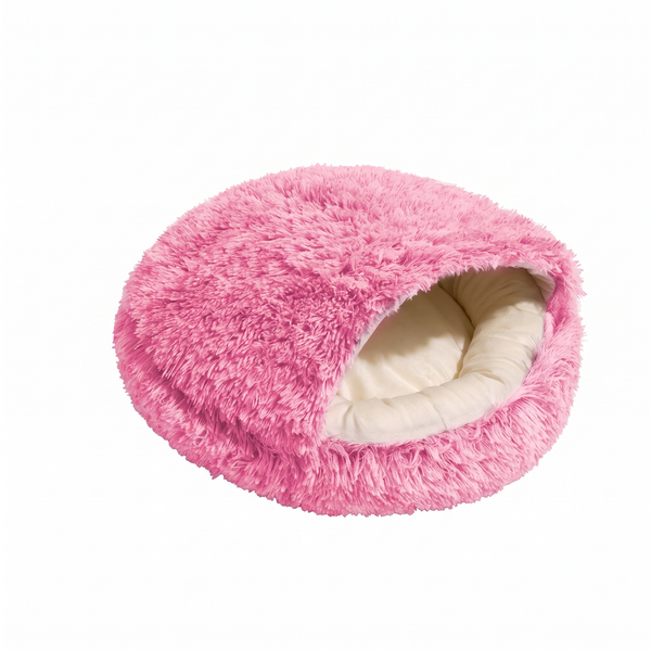 HideawayPod Covered Pet Bed Plush Hooded Cave Nest - Pink