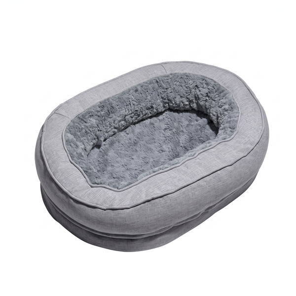 HugRing Orthopaedic Donut Bed Anti-Slip Dog & Cat Cuddler - Fuzzy Grey