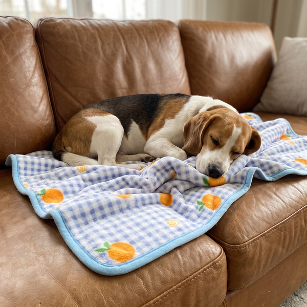 PawKnead Blue Plaid lifestyle photo