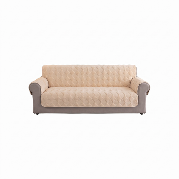StarHush Quilted Velvet Sofa Cover - Champagne