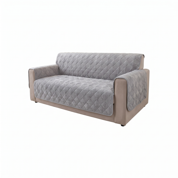 StarHush Quilted Velvet Sofa Cover - Grey