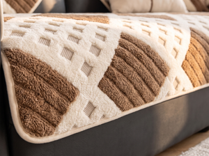 WaffleDrift Thick Plush Sofa Cover texture close up